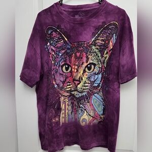 VINTAGE The Mountain T-Shirt XL Purple Cat Graphic Short Sleeve Y2K Unisex